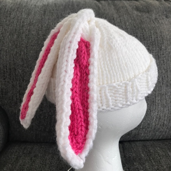 Handmade knit child’s beanie rabbit bunny ears - Picture 8 of 8